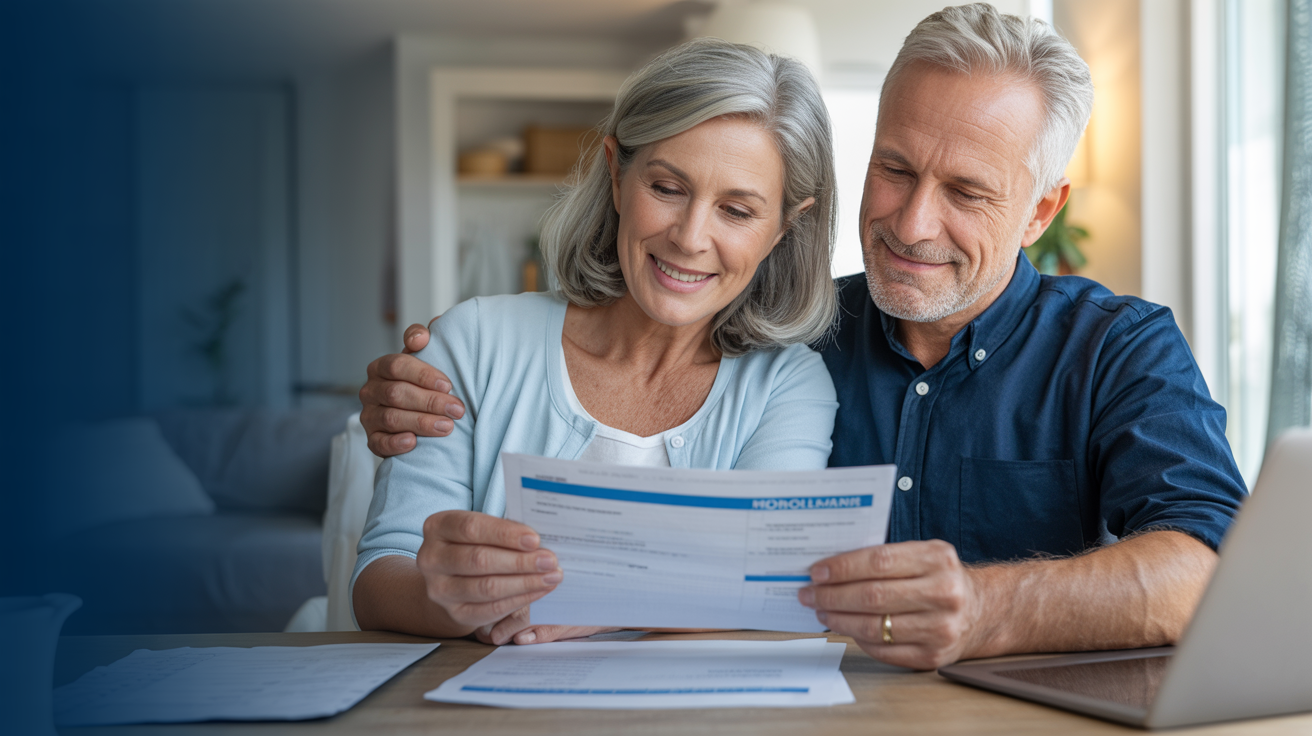 Senior couple confidently reviewing Medicare enrollment options